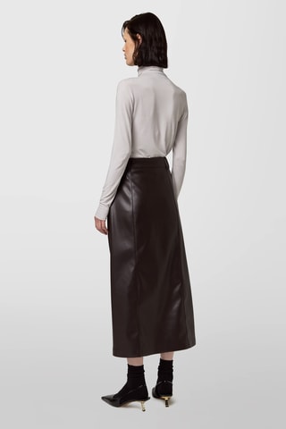Jupe longue taille haute effet cuir - Noir