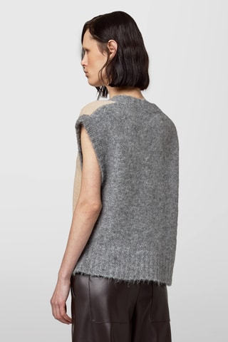 Pull en alpaga, laine et cachemire sans manches - Beige