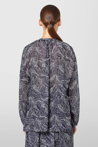 Blouse en ramie - Bleu marine