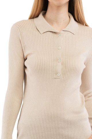 Polo en soie et coton biologique - Beige