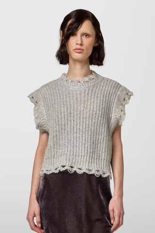 T-shirt en laine et alpaga sans manches - Gris