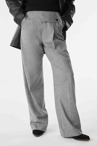 Pantalon wide legs en laine - Gris