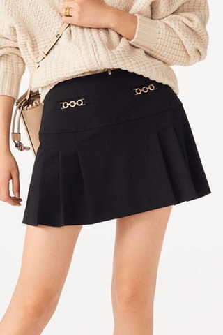 Minijupe taille haute en laine vierge - Noir