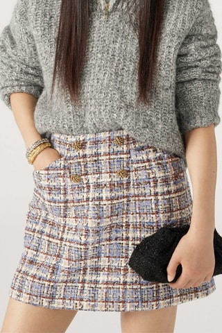 Minijupe jupe droite en laine - Multicolore