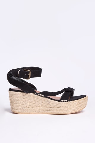 Sandales compensées en cuir - Noir