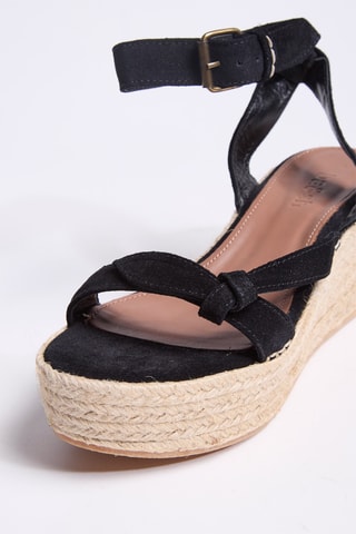 Sandales compensées en cuir - Noir