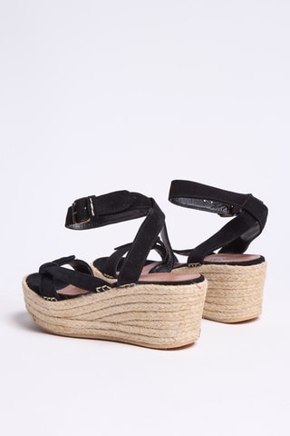 Sandales compensées en cuir - Noir