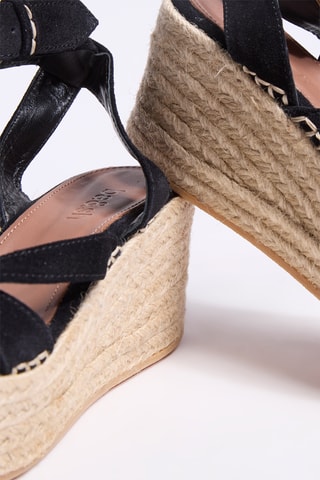 Sandales compensées en cuir - Noir