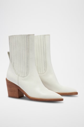 Bottines en croûte de cuir - Blanc