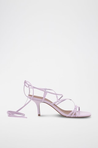 Sandales à talons en cuir de chèvre nappa Celly - Lilas