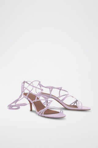 Sandales à talons en cuir de chèvre nappa Celly - Lilas