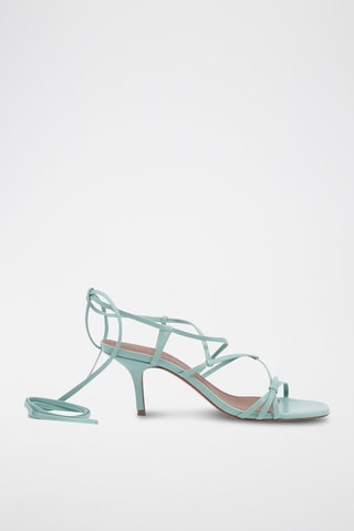 Sandales à talons en cuir de chèvre nappa Celly - Vert d’eau