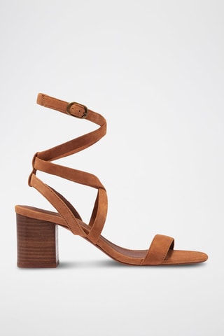 Sandales à talons en croûte de cuir Cequoia - Camel