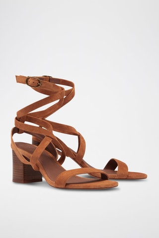 Sandales à talons en croûte de cuir Cequoia - Camel