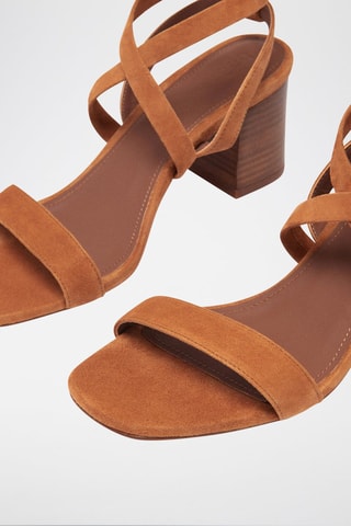 Sandales à talons en croûte de cuir Cequoia - Camel