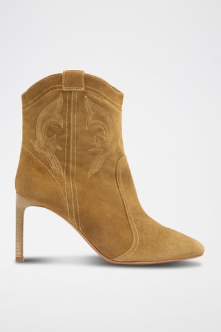 Bottines en croûte de cuir de veau Caitlin - Bronze