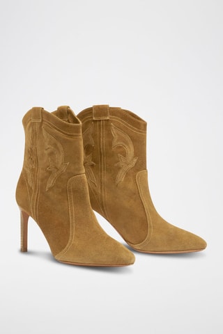 Bottines en croûte de cuir de veau Caitlin - Bronze