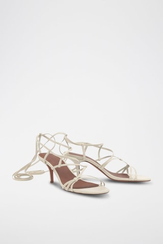 Sandales à talons en cuir de chèvre nappa Celly - Ecru