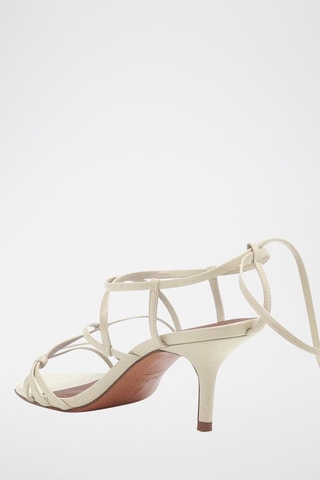 Sandales à talons en cuir de chèvre nappa Celly - Ecru