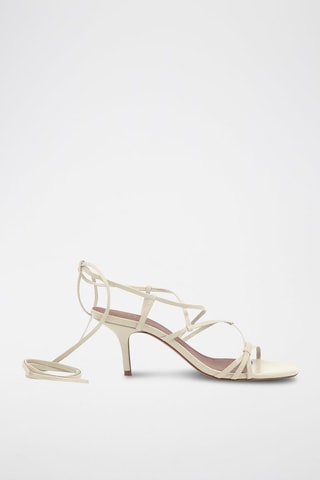 Sandales à talons en cuir de chèvre nappa Celly - Ecru