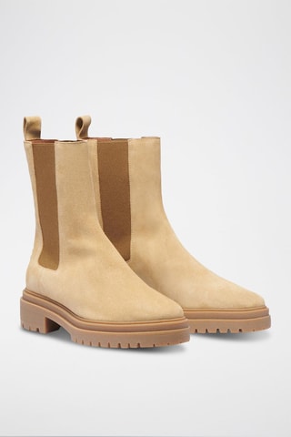Bottines Chelsea en cuir de veau nubuck - Sable