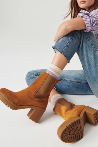 Bottines Chelsea en nubuck Clare - Camel