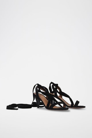 Sandales à talons en cuir de veau nubuck Cidney - Noir