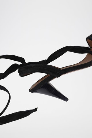 Sandales à talons en cuir de veau nubuck Cidney - Noir