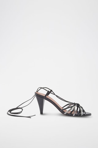 Sandales à talons en cuir de chèvre Chiara - Noir