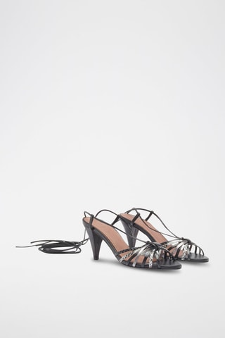 Sandales à talons en cuir de chèvre Chiara - Noir