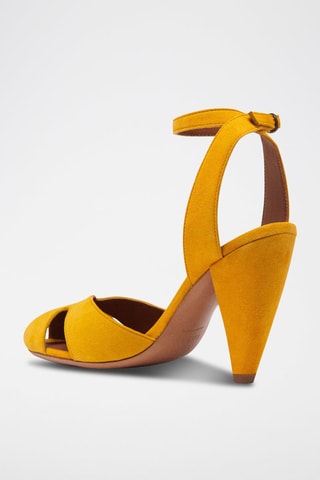 Sandales à talons en croûte de cuir de chèvre Carmen - Jaune