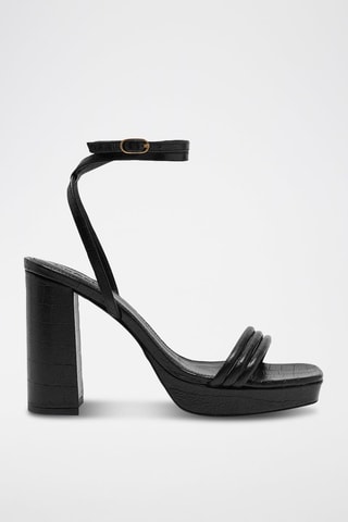 Sandales à talons en cuir de chèvre Cianna - Noir