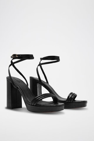Sandales à talons en cuir de chèvre Cianna - Noir