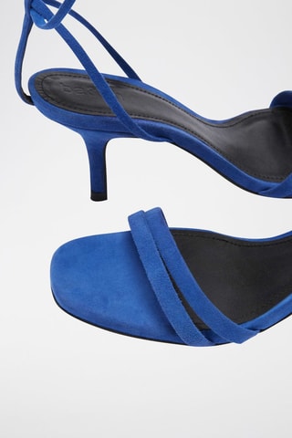 Sandales à talons en cuir de chèvre nubuck Cepita - Bleu
