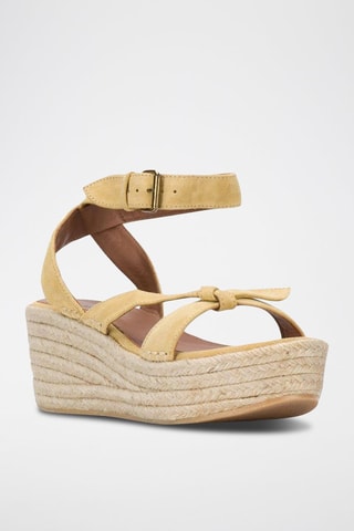 Sandales compensées en cuir de veau nubuck Candela - Jaune