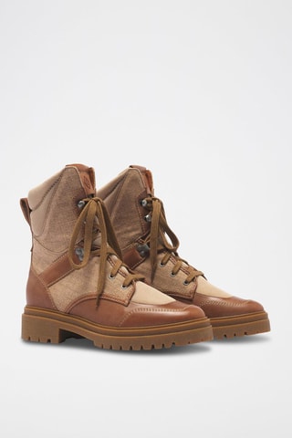 Bottines en cuir de veau et lin Climb Naturel