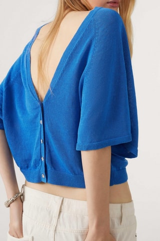 Gilet en lin Domino - Bleu roi