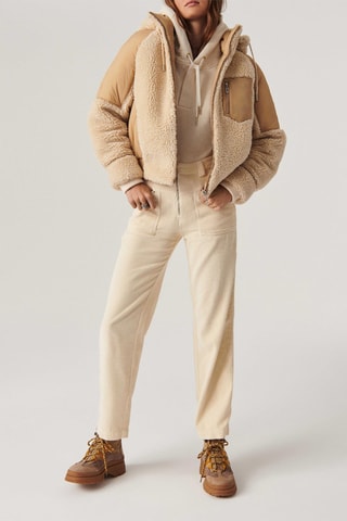 Pantalon flare en velours taille haute Fare - Ecru