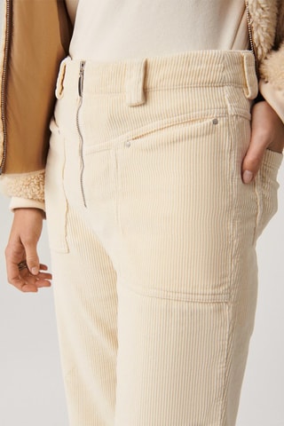 Pantalon flare en velours taille haute Fare - Ecru