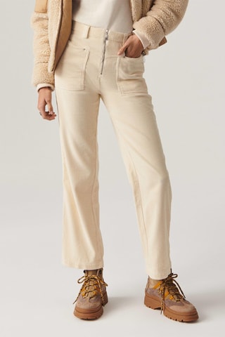 Pantalon flare en velours taille haute Fare - Ecru
