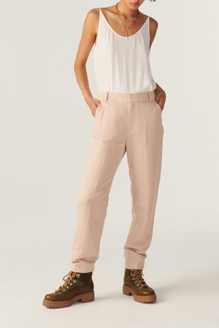 Pantalon cigarette taille haute en lin Viggo Nude
