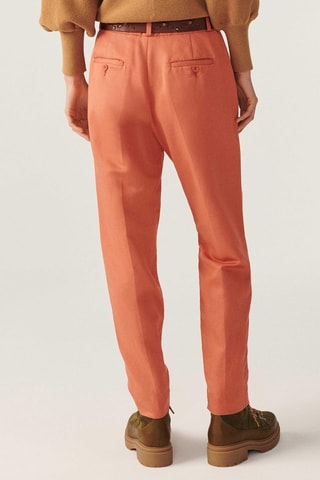 Pantalon cigarette taille haute en lin Viggo Terracota