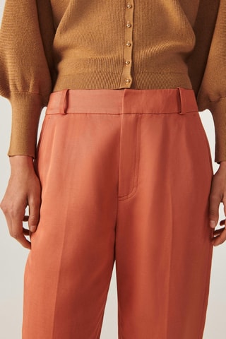 Pantalon cigarette taille haute en lin Viggo Terracota