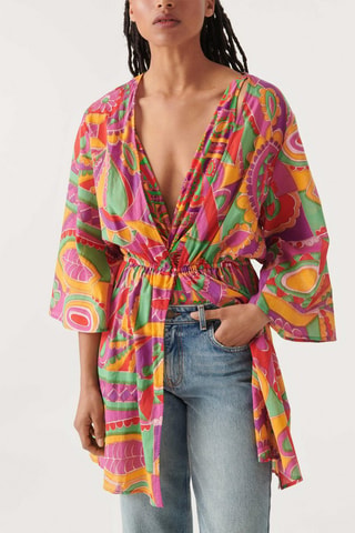 Kimono en coton biologique Dean - Fuchsia