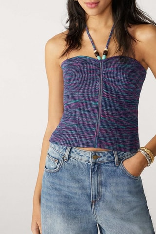 Top bustier en coton biologique Mapple - Bleu cobalt et fuchsia