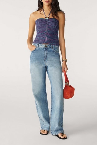 Top bustier en coton biologique Mapple - Bleu cobalt et fuchsia