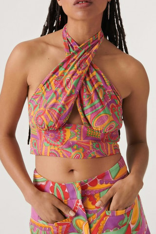 Crop top en coton biologique Doll - Fuchsia