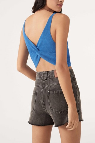 Crop top en lin Dylly - Bleu cobalt
