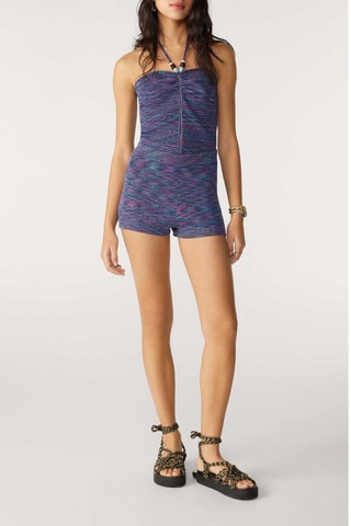 Short en coton biologique Menzi - Bleu cobalt et fuchsia