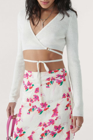 Jupe droite taille haute Eka - Ecru